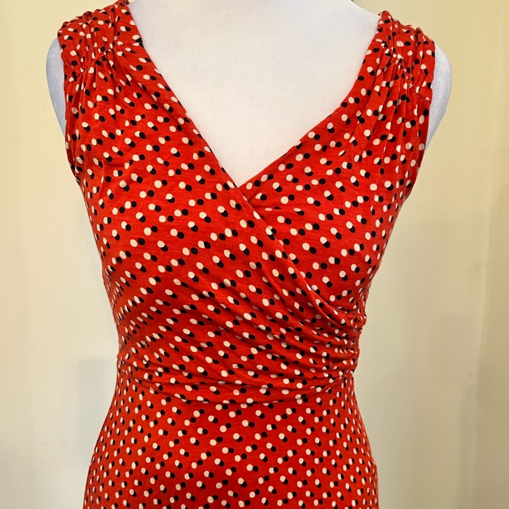 Boden Red and White Polka Dot Midi Dress‎ - Picture 3 of 5